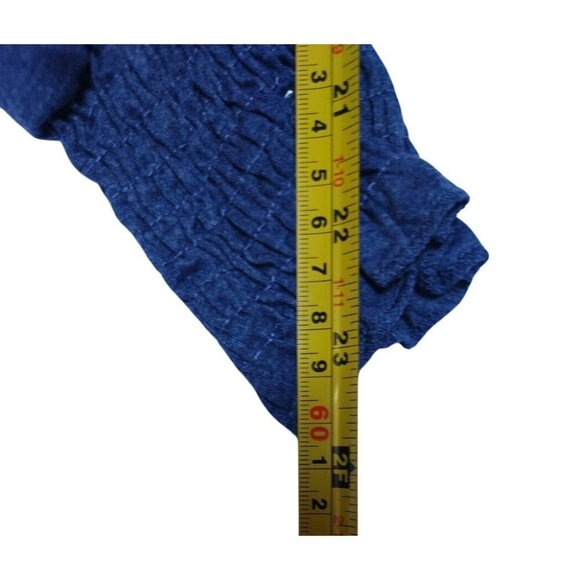 Alishebuy Long Sleeve Blue Top With Smocked Cuffs & V-Neckline.NWT - Picture 7 of 7